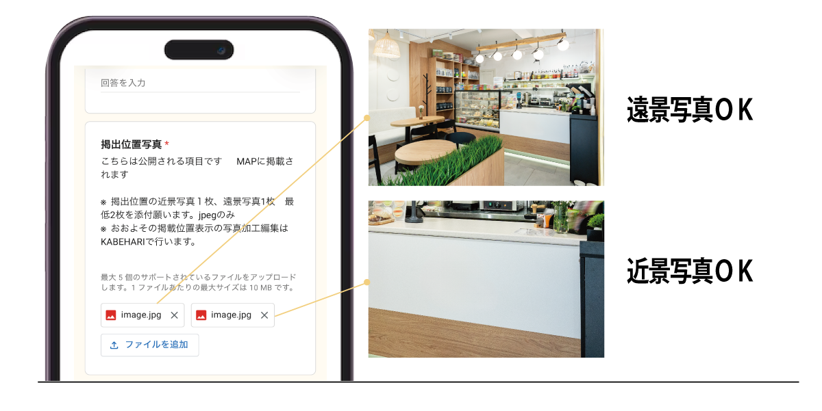 KABEHARI|カベハリ オーナー登録手順 遠景写真ＯＫ。近景写真ＯＫ。